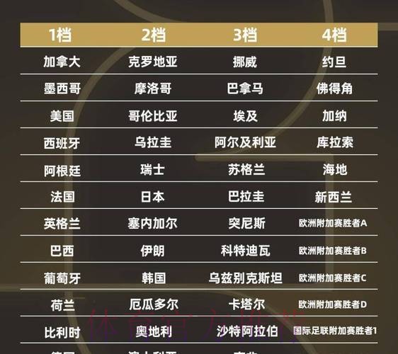 2026世界杯排名详细